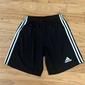 Adidas Men’s Black and White Athletic Shorts with Classic Stripes